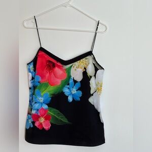 Ted Baker Floral Camisole in Black with Red and Blue Accents